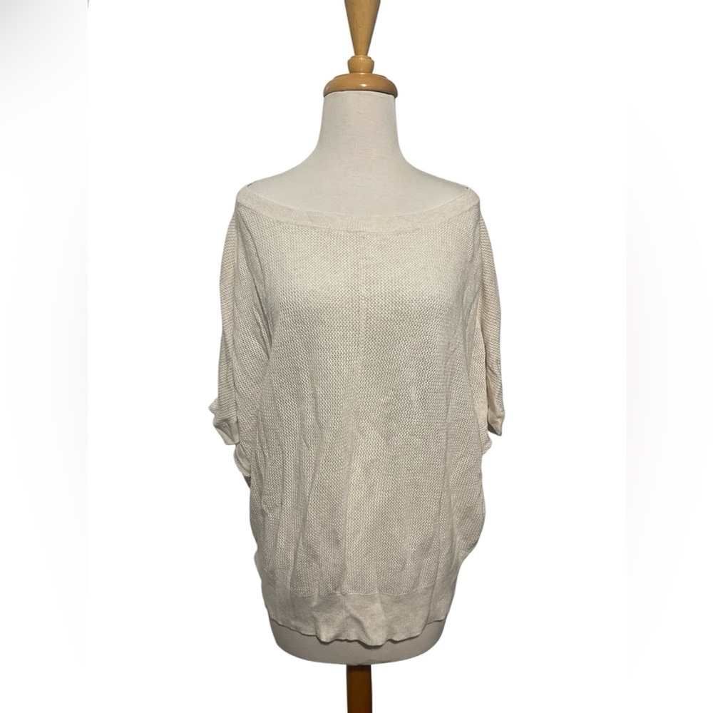 Tommy Bahama Cream Off-the-Shoulder Boat Neck Loose Knit Sweater